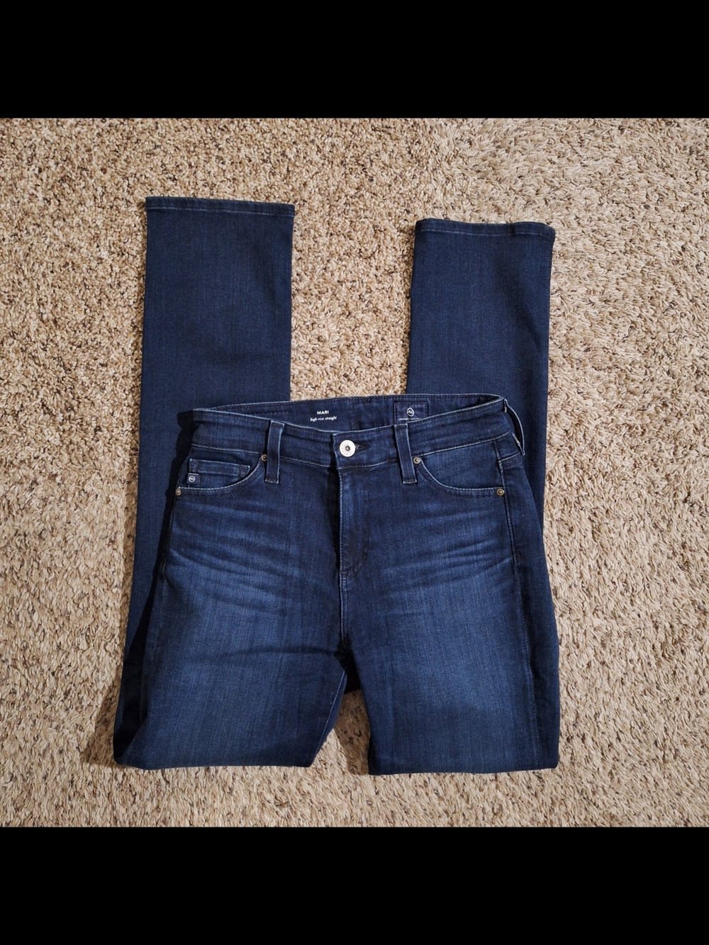 AG Adriano Goldschmied Mari High Rise Slim Straight Jeans Size 25R Dark Wash